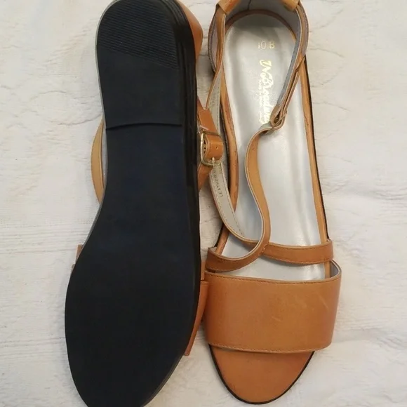 1N Broadway sandals flats open toe leather brown 10B - Picture 4 of 7